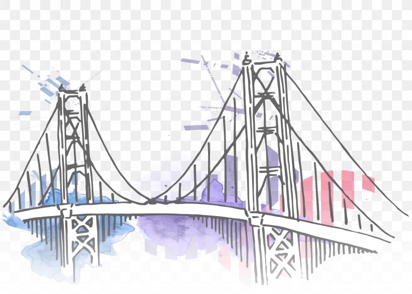 Bridge–tunnel Line Drawing Point Suspension Bridge, PNG, 1400x1000px, Drawing, Area, Bridge, Fixed Link, Point Download Free