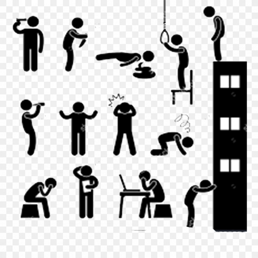 Suicide Attempt Vector Graphics Clip Art Death, PNG, 1000x1000px, Suicide, Black And White, Brand, Bullying, Communication Download Free
