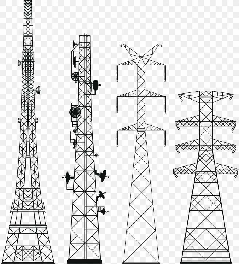 High Voltage Power Equipment, PNG, 1500x1653px, Telecommunications Tower, Aerials, Black And White, Broadcasting, Communication Download Free