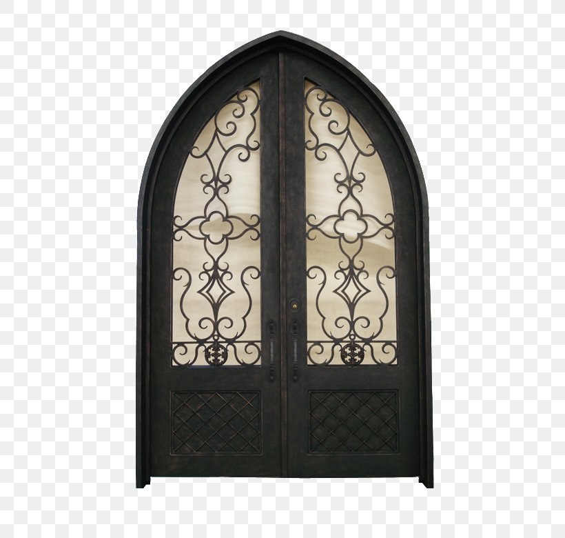 Wrought Iron Window Door Gate, PNG, 586x780px, Iron, Arch, Door, Double Arch, Electric Gates Download Free