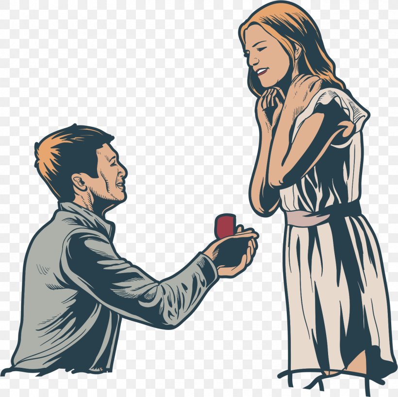 Marriage Proposal Illustration, PNG, 1407x1402px, Watercolor, Cartoon, Flower, Frame, Heart Download Free