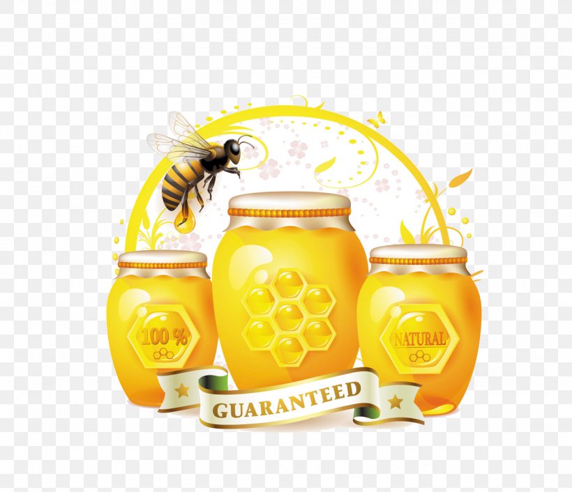 Bee Honey Royalty-free Jar, PNG, 1335x1150px, Bee, Drawing, Drink, Food, Fruit Download Free