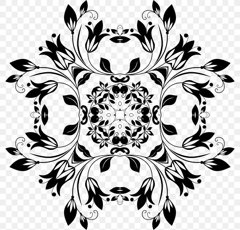 Floral Design Mandala, PNG, 784x784px, Floral Design, Art, Black, Black And White, Bone Download Free