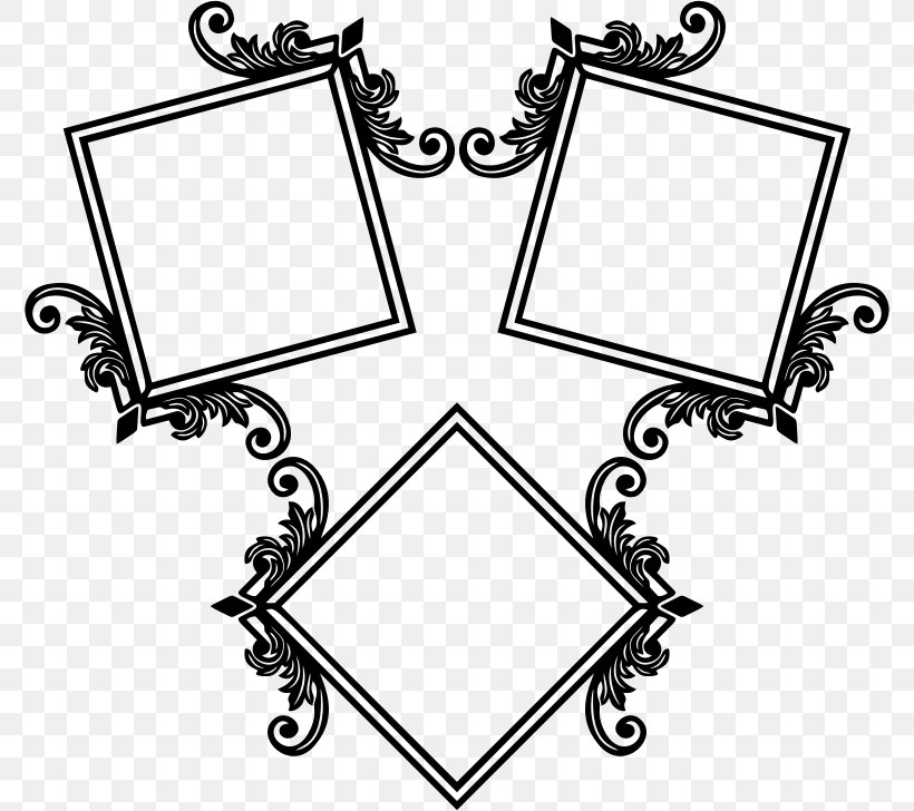 Picture Frames Icon Design Black And White, PNG, 776x728px, Picture Frames, Area, Art, Black And White, Decorative Arts Download Free