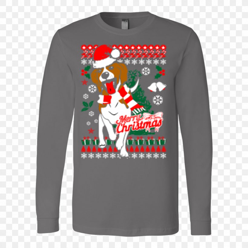 T-shirt Beagle Christmas Jumper Sweater, PNG, 1000x1000px, Tshirt, Active Shirt, Beagle, Bluza, Brand Download Free