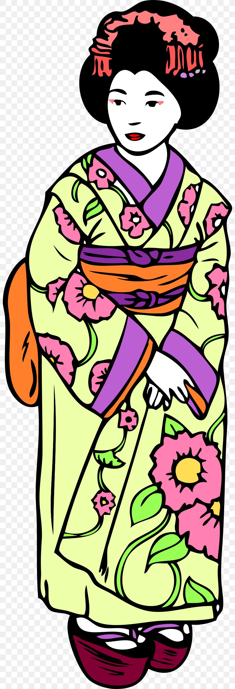 Geisha Japanese Art Drawing Clip Art, PNG, 802x2400px, Geisha, Art, Artwork, Clothing, Drawing Download Free