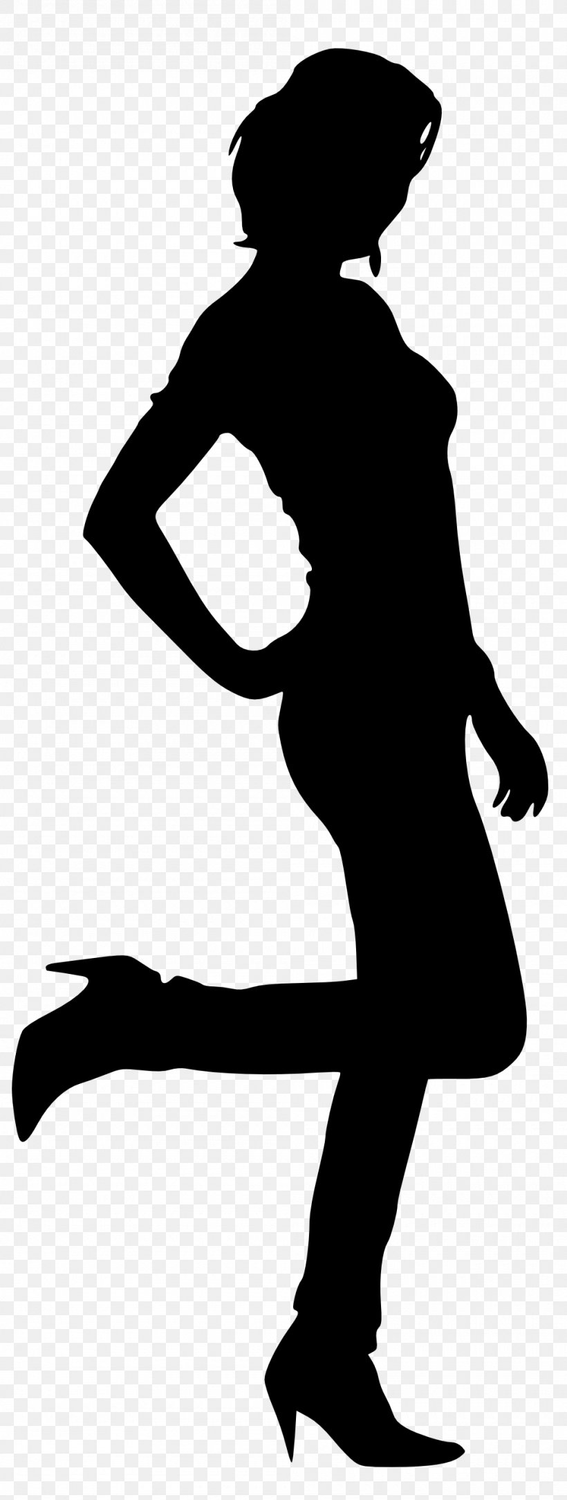Silhouette Woman Female Clip Art, PNG, 1000x2643px, Silhouette, Arm, Art, Black, Black And White Download Free