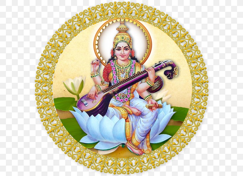 Saraswati Vandana Mantra Devi Puja Durga, PNG, 600x595px, Saraswati, Brahma, Devi, Durga, Goddess Download Free