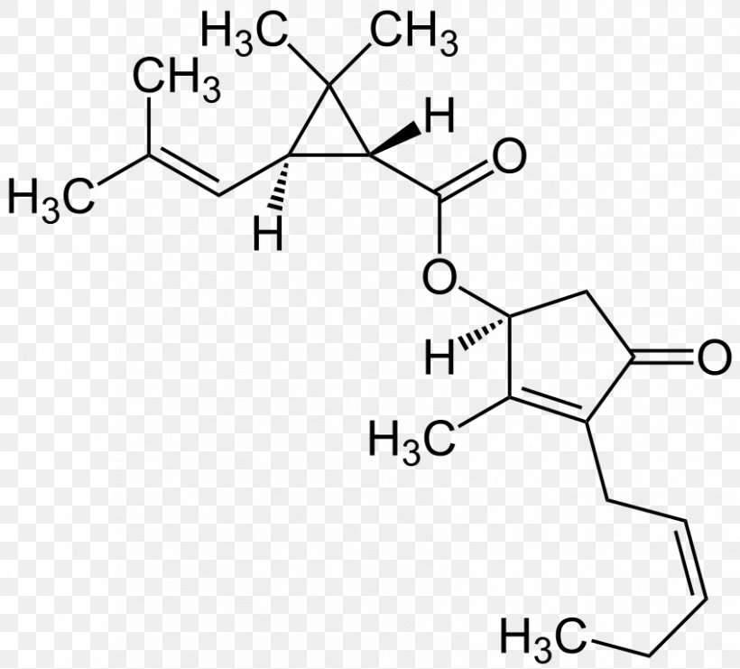 Ocimene Pyrethrin II Structural Formula, PNG, 849x768px, Ocimene, Area, Auto Part, Black And White, Chemical Substance Download Free