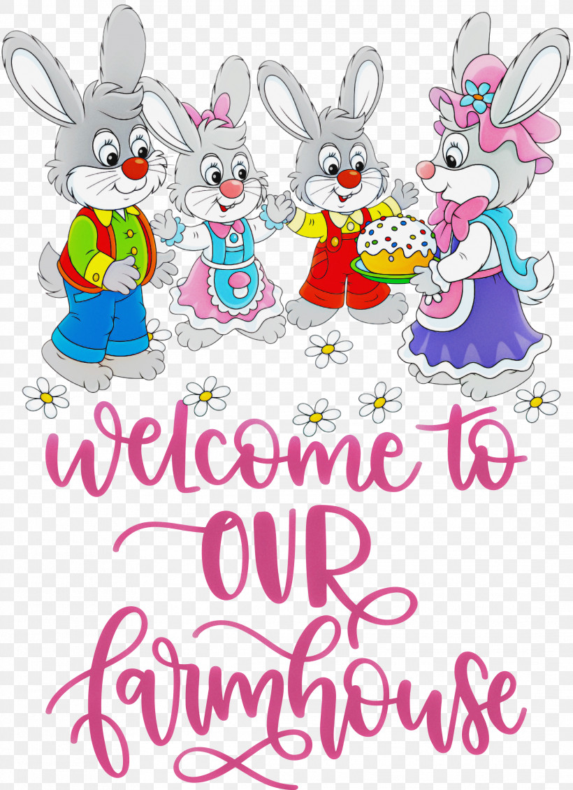 Welcome To Our Farmhouse Farmhouse, PNG, 2176x3000px, Farmhouse, Biology, Cartoon, Easter Bunny, Flower Download Free