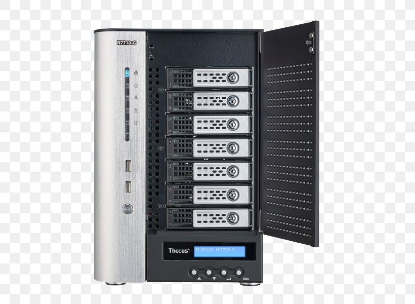 Network Storage Systems 10 Gigabit Ethernet Thecus ECC Memory, PNG, 600x600px, 10 Gigabit Ethernet, Network Storage Systems, Audio Receiver, Computer Case, Computer Component Download Free