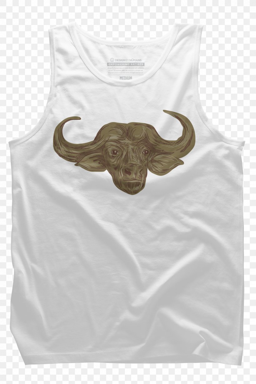 T-shirt Sleeveless Shirt Outerwear Neck, PNG, 1200x1800px, Tshirt, African Buffalo, American Bison, Beige, Drawing Download Free