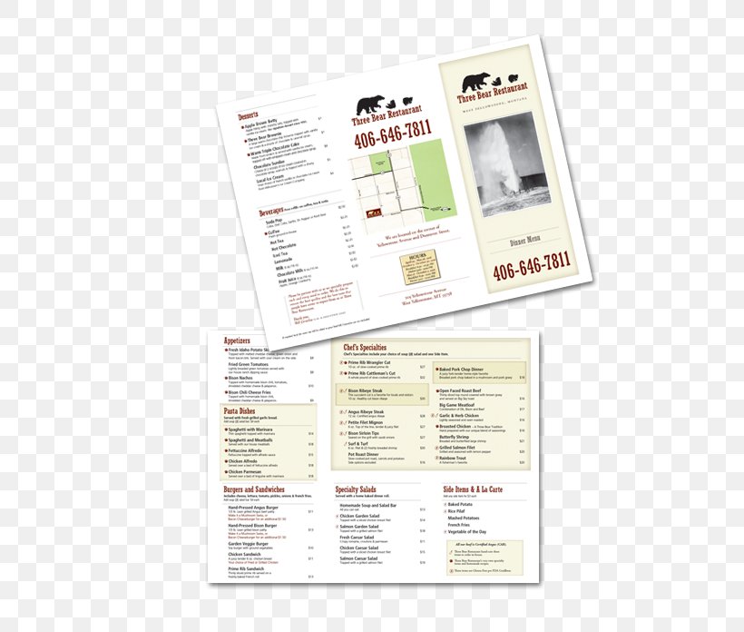 Three Bear Restaurant Menu Dinner Accommodation, PNG, 559x696px, Restaurant, Accommodation, Bison, Brand, Brochure Download Free