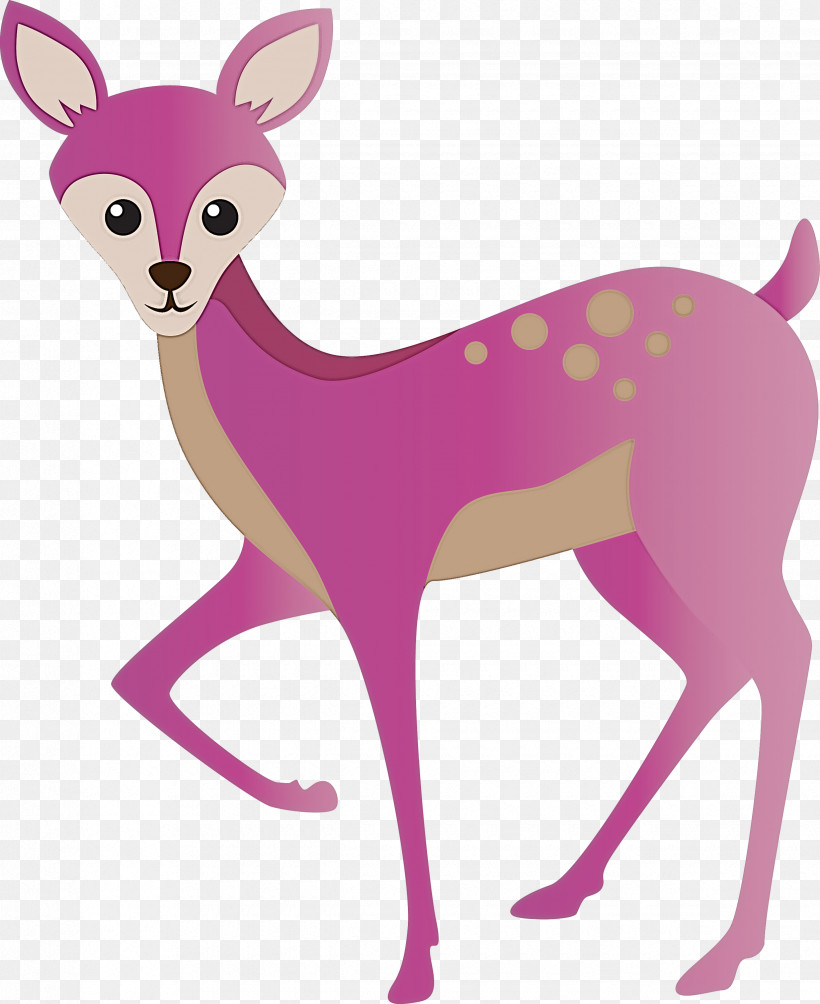 Pink Deer Wildlife Animal Figure Tail, PNG, 2450x3000px, Watercolor Deer, Animal Figure, Deer, Fawn, Magenta Download Free