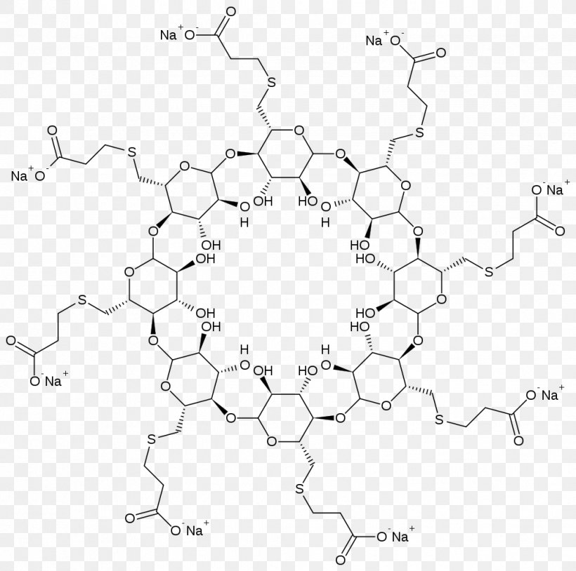 Sugammadex Drug Rocuronium Cyclodextrin Muscle Relaxant, PNG, 1031x1024px, Sugammadex, Area, Black And White, Chemistry, Cyclodextrin Download Free