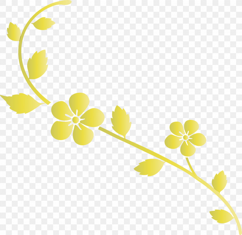 Yellow Leaf Plant Flower Branch, PNG, 3000x2915px, Flower Frame, Branch, Decoration Frame, Flower, Leaf Download Free