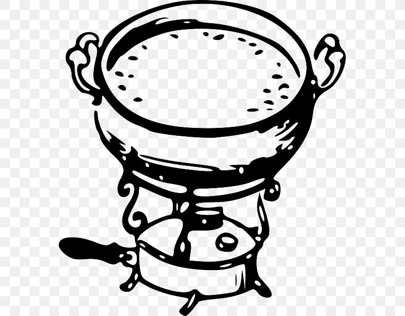 Fondue Swiss Cuisine Clip Art Olla Vector Graphics, PNG, 581x640px, Fondue, Artwork, Black And White, Caquelon, Cheese Download Free