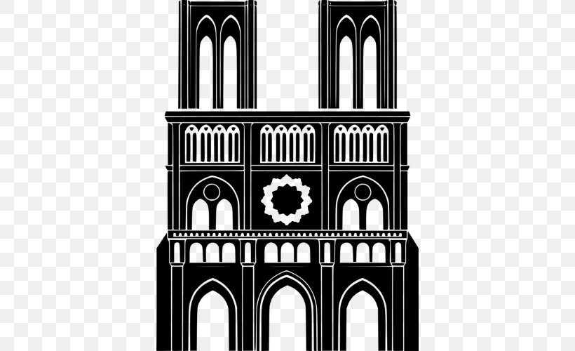 Notre-Dame De Paris Facade Wall Decal Mural, PNG, 500x500px, Notredame De Paris, Arch, Black And White, Blackandwhite Burger, Building Download Free