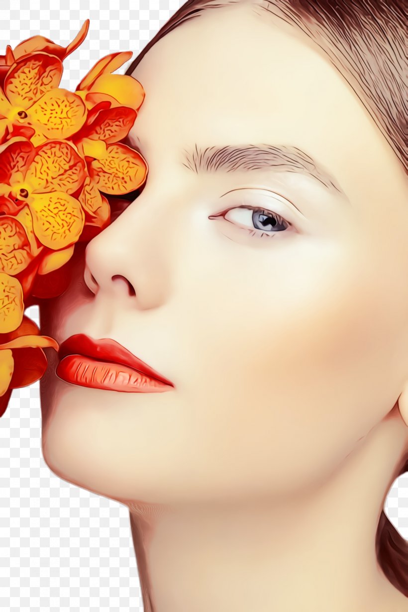 Orange, PNG, 1632x2448px, Watercolor, Beauty, Cheek, Eyebrow, Face Download Free