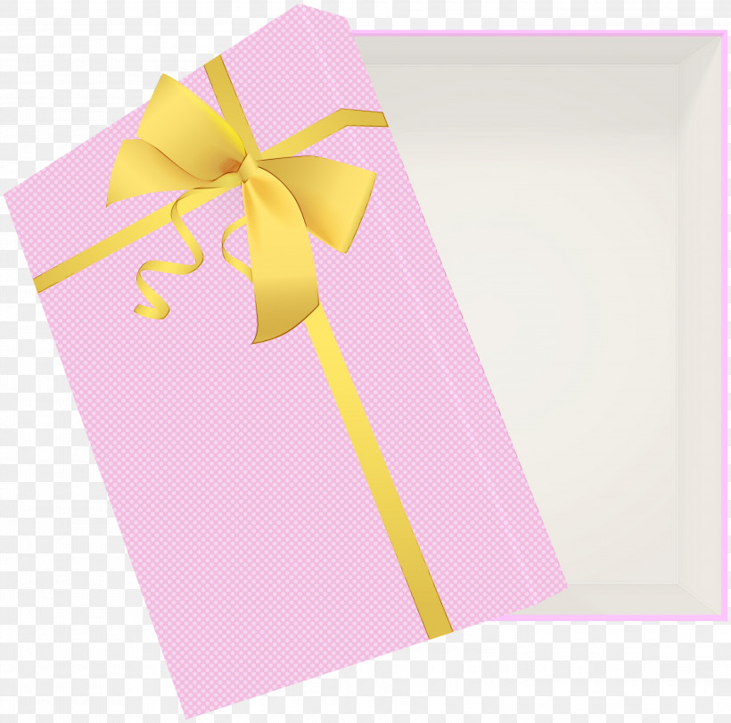 Pink Ribbon Yellow Paper Material Property, PNG, 3000x2966px, Watercolor, Gift Wrapping, Magenta, Material Property, Paint Download Free
