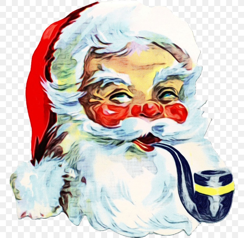 Santa Claus, PNG, 760x800px, Watercolor, Cartoon, Facial Hair, Nose, Paint Download Free