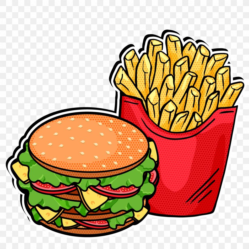Fast Food French Fries Hamburger Pop Art, PNG, 1458x1458px, Fast Food, Art, Cheeseburger, Cuisine, Fast Food Restaurant Download Free