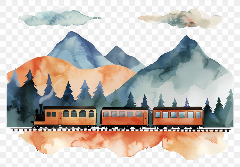 Train - Train Traveling Through Mountains PNG