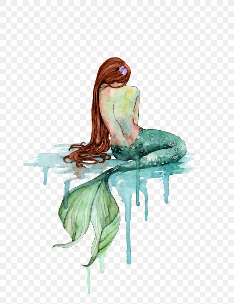 Mermaid Watercolor Painting Art Drawing, PNG, 845x1096px, Mermaid, Art, Artist, Canvas, Canvas Print Download Free