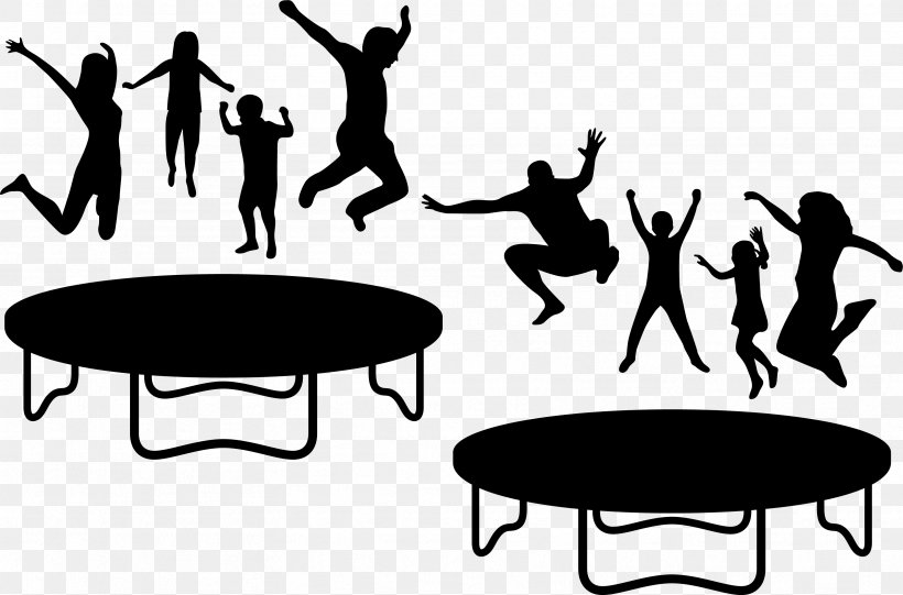 Trampoline Euclidean Vector Jumping, PNG, 3334x2201px, Trampoline, Black And White, Bungee Trampoline, Communication, Furniture Download Free