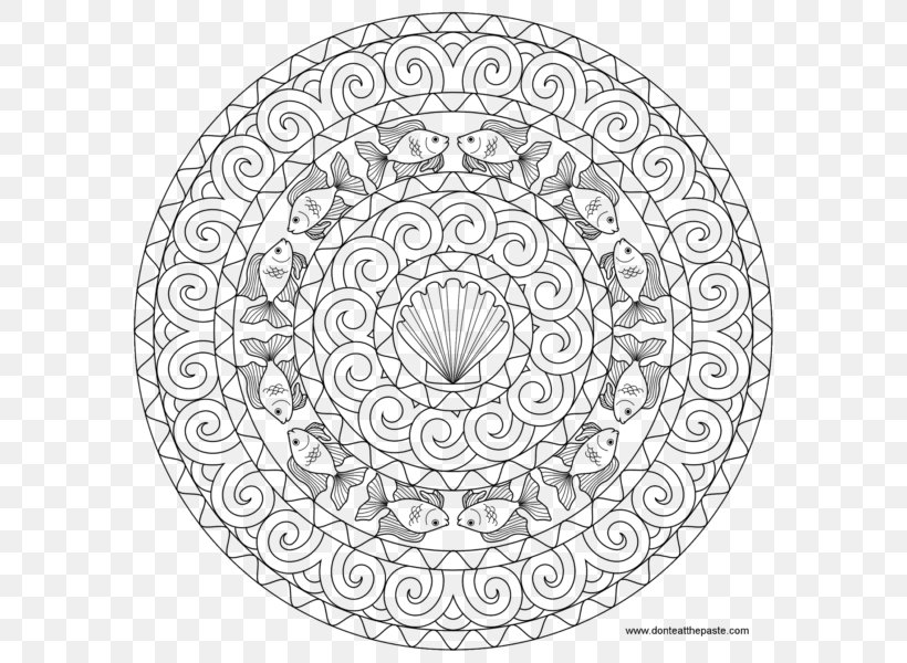 Goldfish Coloring Flower Mandalas: 30 Hand-Drawn Designs For Mindful Relaxation Coloring Book Adult, PNG, 600x600px, Goldfish, Adult, Area, Black And White, Book Download Free