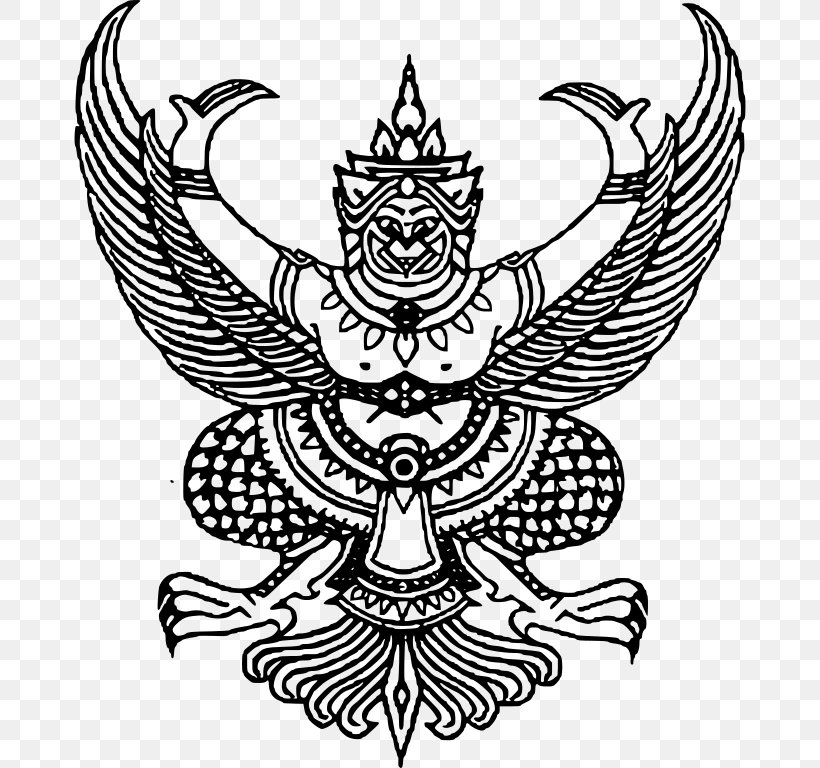 Garuda Emblem Of Thailand Nāga Mahabharata, PNG, 768x768px, Garuda, Art, Artwork, Black And White, Drawing Download Free
