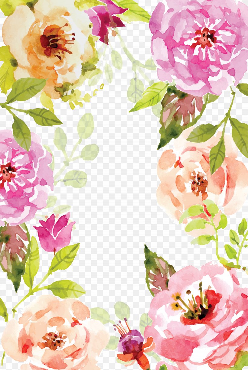 Watercolor Painting Book Poster, PNG, 7087x10583px, Watercolor Painting, Art, Blossom, Book, Cut Flowers Download Free