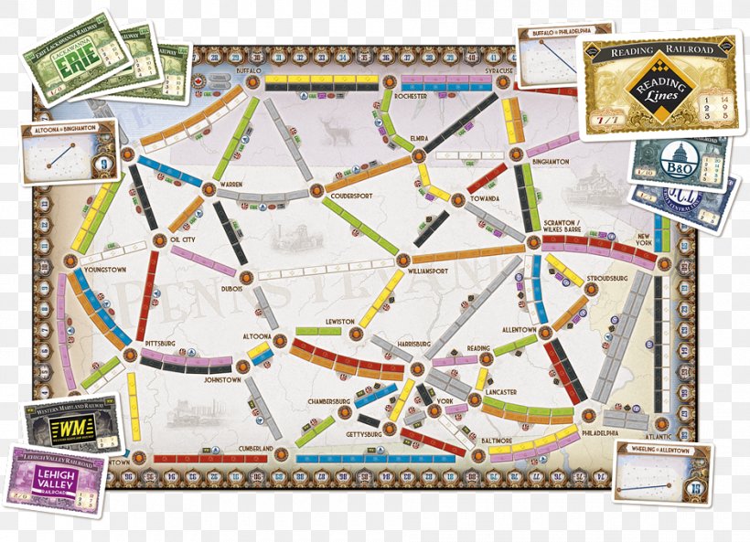 Days Of Wonder Ticket To Ride Series Pennsylvania Board Game, PNG, 940x680px, Ticket To Ride, Alan R Moon, Area, Board Game, Card Game Download Free