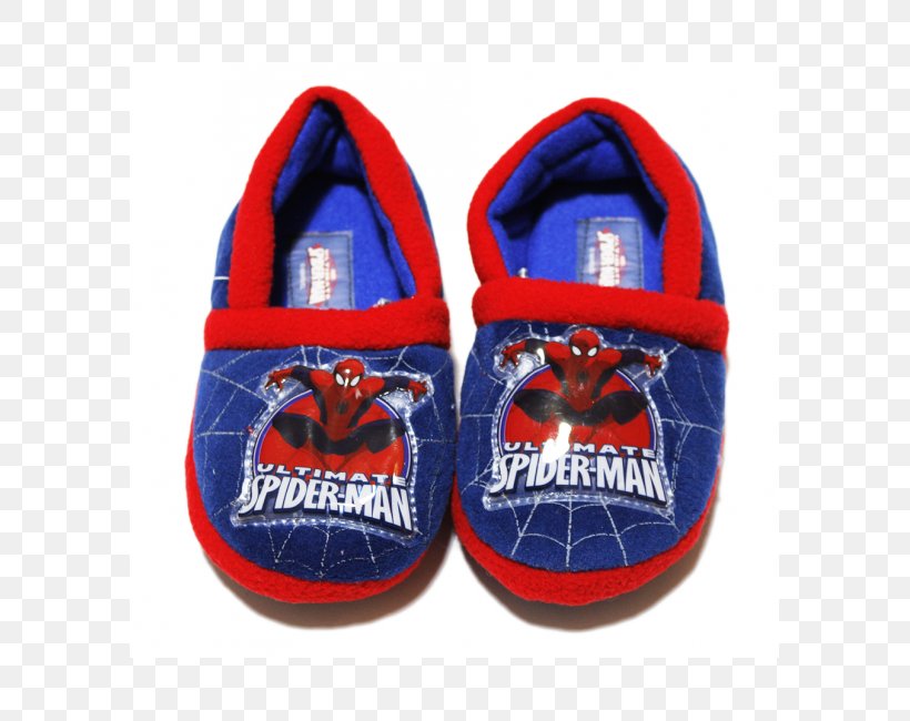 Slipper Spider-Man Sneakers Shoe, PNG, 585x650px, Slipper, Blue, Cobalt Blue, Electric Blue, Footwear Download Free