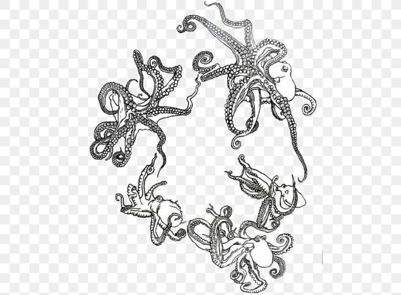 Octopus Insect Visual Arts Line Art, PNG, 500x605px, Octopus, Art, Black And White, Body Jewellery, Body Jewelry Download Free