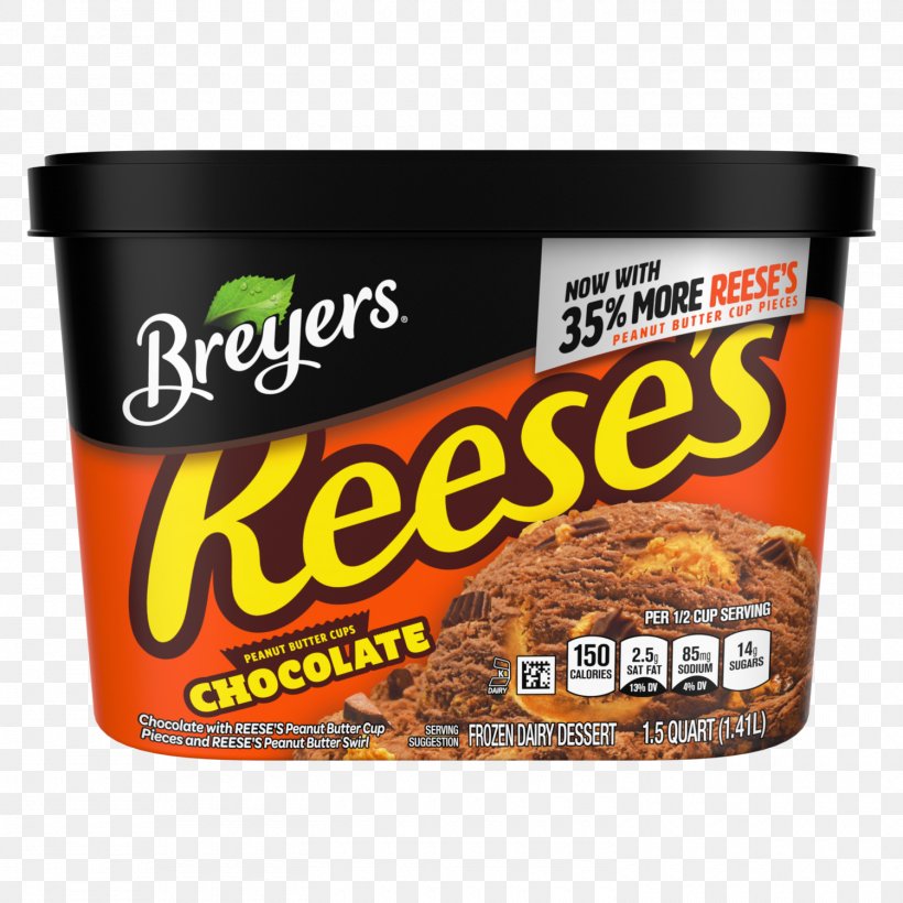 Reese's Peanut Butter Cups Reese's Pieces Ice Cream Breyers, PNG, 1500x1500px, Peanut Butter Cup, Brand, Breyers, Chocolate, Dairy Products Download Free