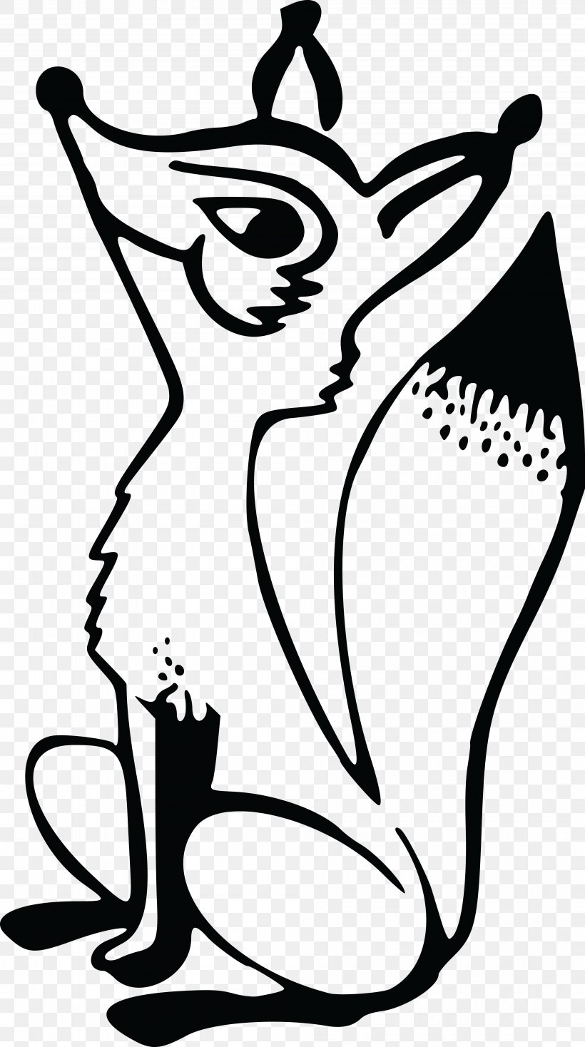Drawing Fox Clip Art, PNG, 4000x7163px, Drawing, Art, Artwork, Black, Black And White Download Free