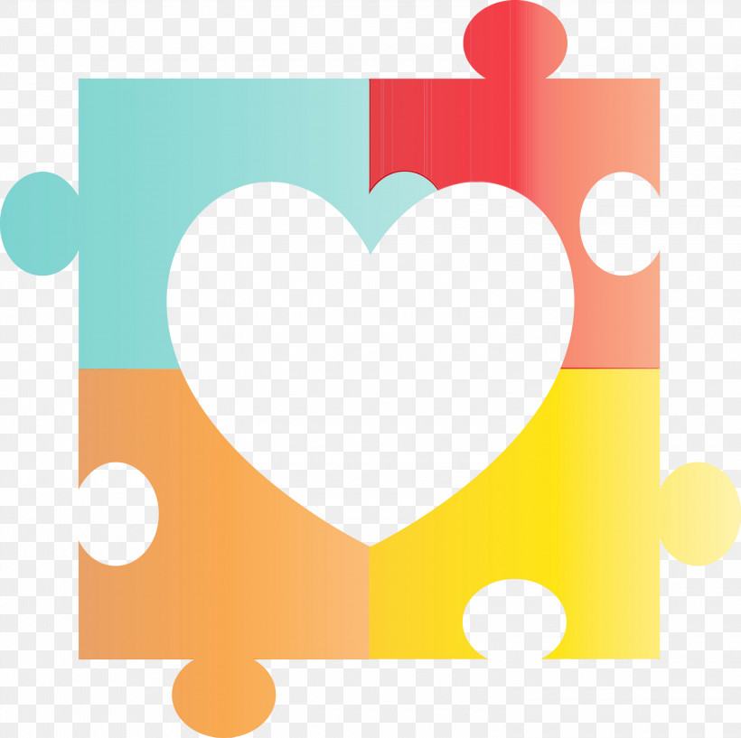 Orange, PNG, 3000x2992px, World Autism Awareness Day, Autism Awareness, Heart, Line, Love Download Free