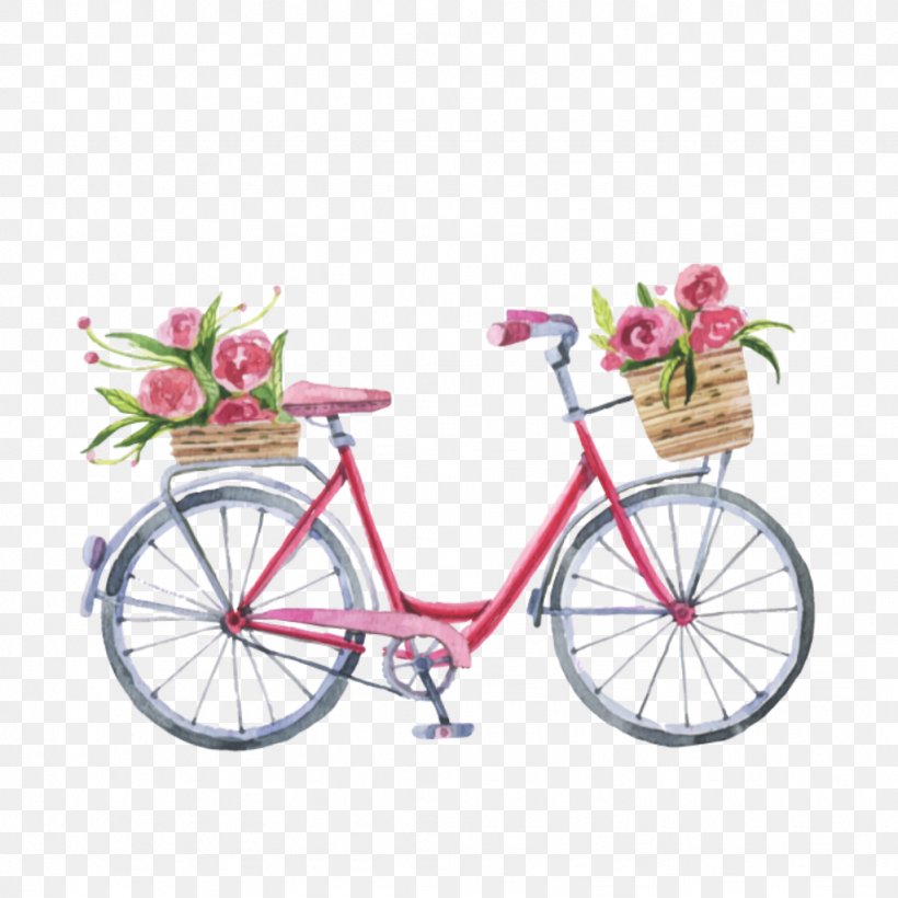pink bikes with baskets