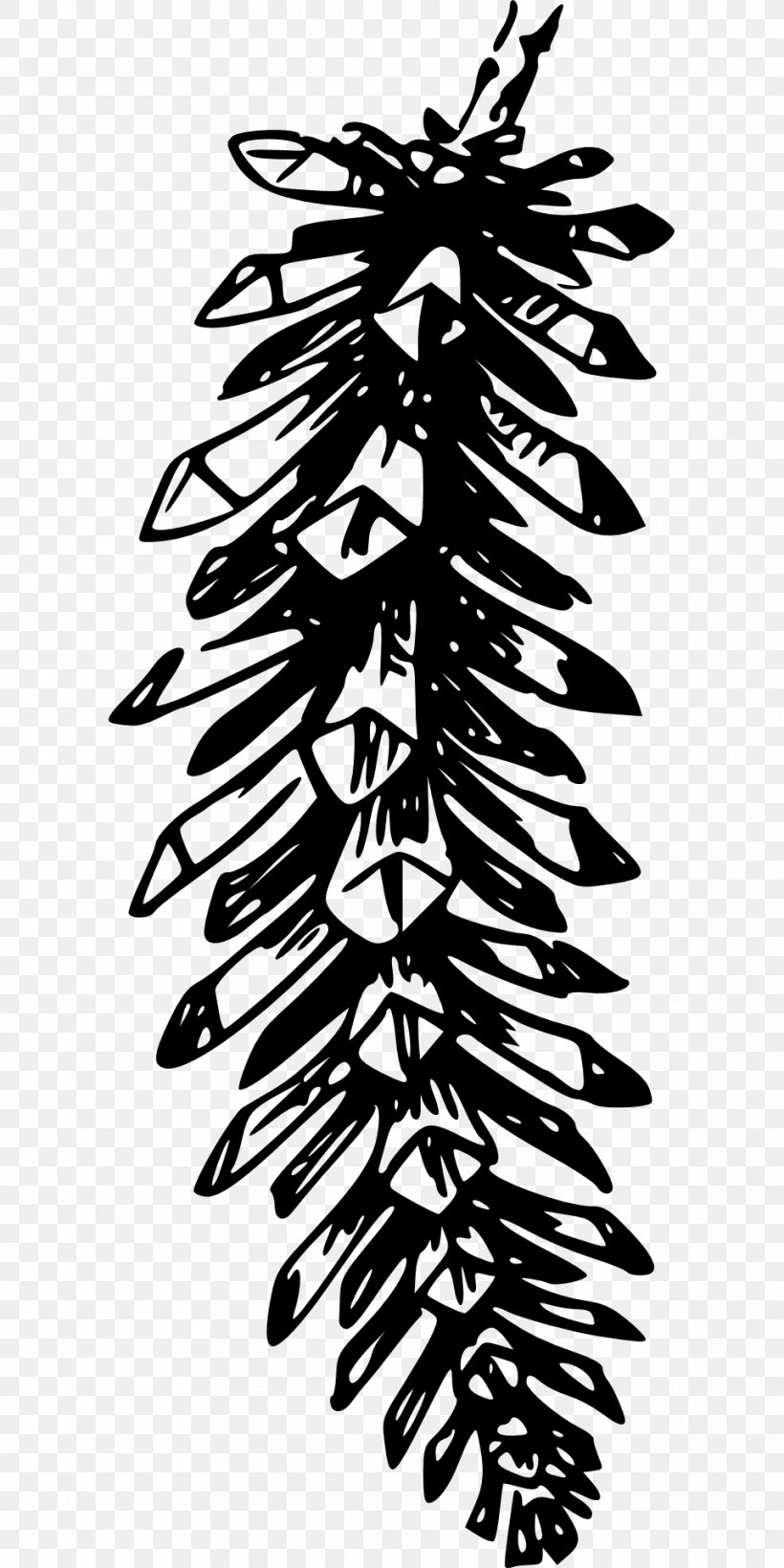 Conifer Cone Pine Clip Art, PNG, 960x1920px, Conifer Cone, Black And White, Branch, Cone, Conifer Download Free