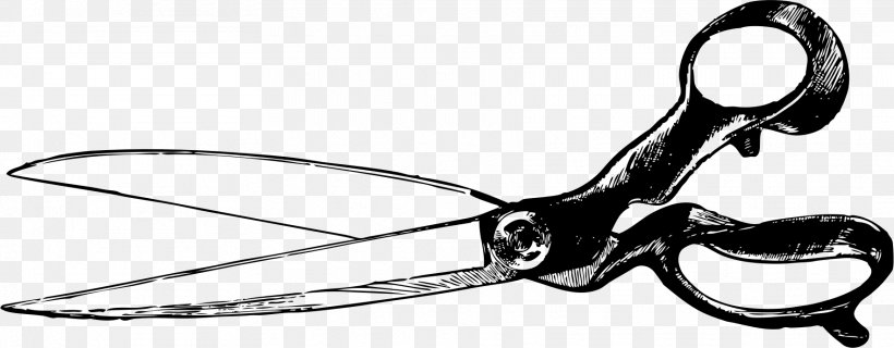Scissors Royalty-free Clip Art, PNG, 1766x691px, Scissors, Black And White, Cold Weapon, Drawing, Hair Shear Download Free
