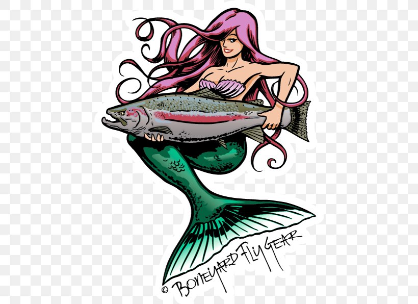 Mermaid Clip Art Decal Fly Fishing Image, PNG, 450x596px, Mermaid, Art, Decal, Drawing, Fictional Character Download Free
