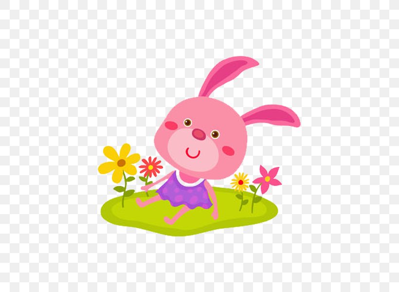 Easter Bunny Petal Rabbit Cartoon Wallpaper, PNG, 600x600px, Easter Bunny, Cartoon, Computer, Easter, Flower Download Free