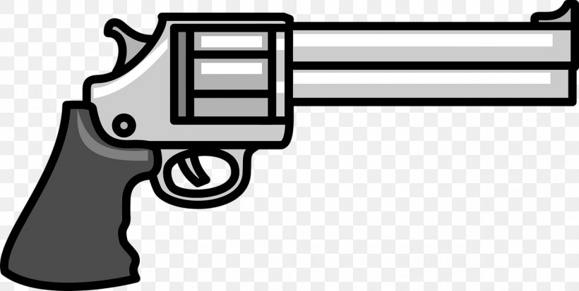 Firearm Pistol Cartoon Clip Art, PNG, 1280x646px, Firearm, Antique Firearms, Black And White, Cartoon, Clip Download Free