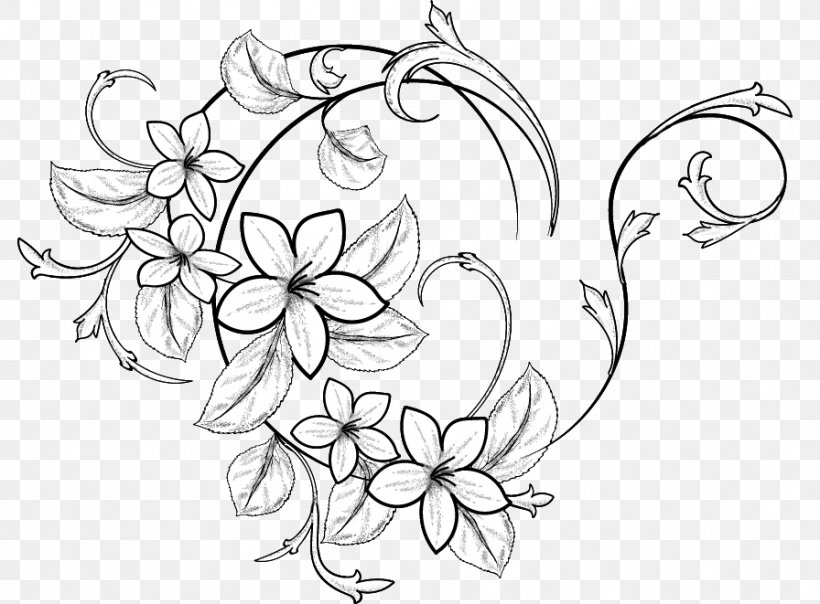 Floral Design Illustration Drawing /m/02csf Black & White, PNG, 896x661px, Floral Design, Art, Black White M, Blackandwhite, Botany Download Free