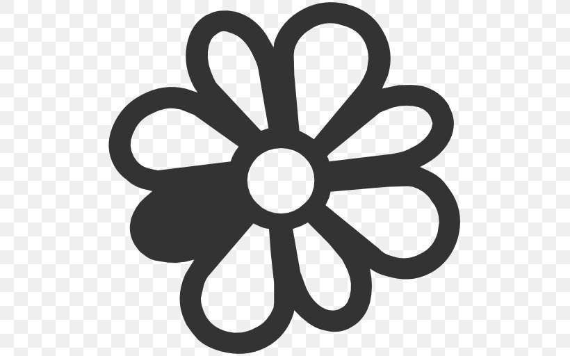 ICQ, PNG, 512x512px, Icq, Black And White, Flower, Rim, Share Icon Download Free