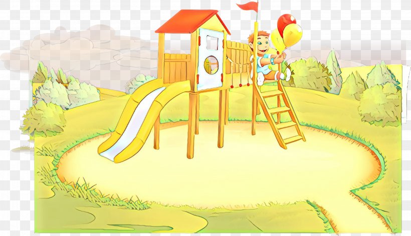 Public Space Playground Outdoor Play Equipment Human Settlement Yellow, PNG, 2962x1703px, Cartoon, City, Human Settlement, Outdoor Play Equipment, Playground Download Free