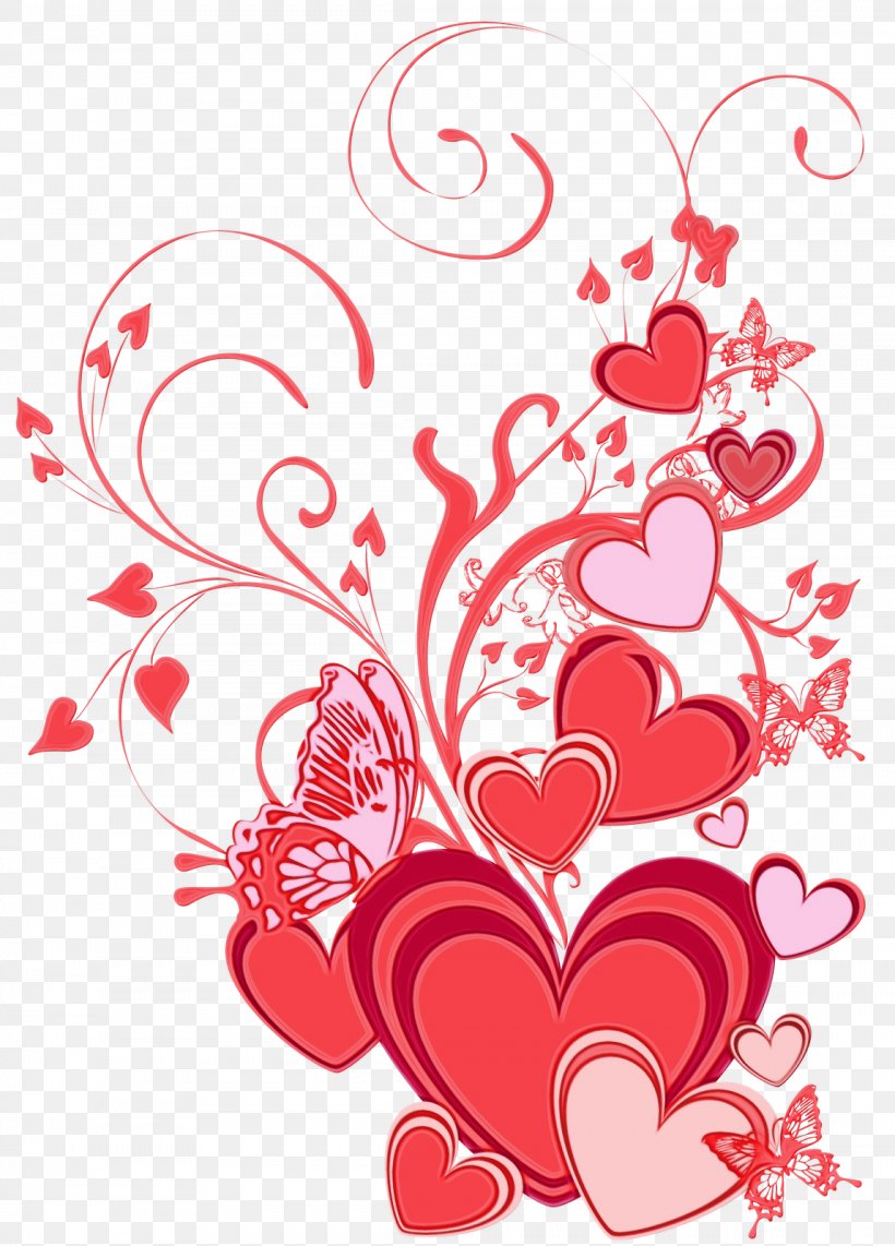 Valentine's Day, PNG, 1148x1600px, Watercolor, Heart, Ornament, Paint, Red Download Free