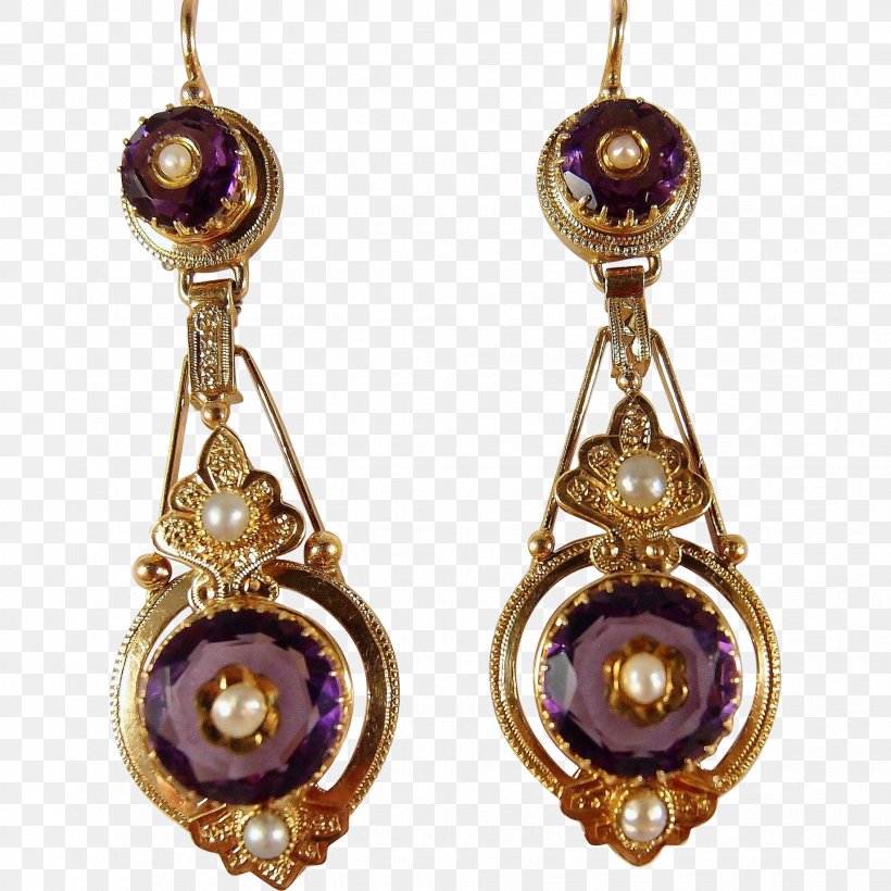 Earring Amethyst Victorian Era Jewellery Necklace, PNG, 1837x1837px, Earring, Amethyst, Chain, Charms Pendants, Clothing Accessories Download Free