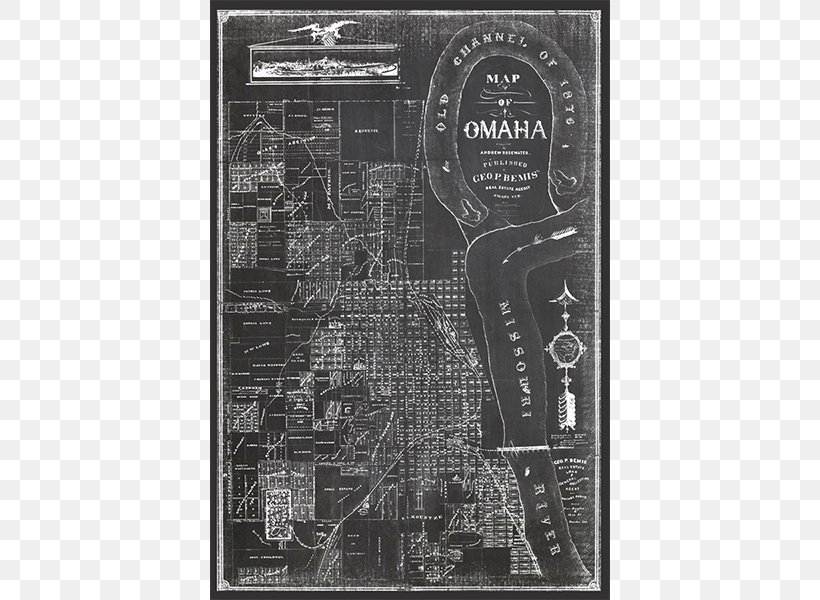 Poster Art Omaha White Canvas, PNG, 600x600px, Poster, Art, Black And White, Canvas, Map Download Free
